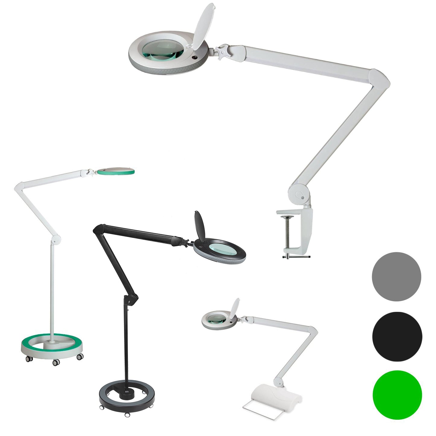 Lumeno 721X Lupenleuchte/Arbeitsplatzlampe 60 LEDs, farbiger Gummischutz
