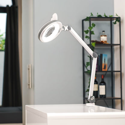 Lumeno LED lampada d'ingrandimento serie 851X, con lente in vero vetro da 152 mm, dimmerabile, grigio