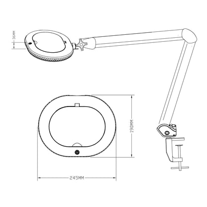 Lumeno 861XGR Lente d'ingrandimento/lampada da lavoro 60 LED lente ovale anello di gomma