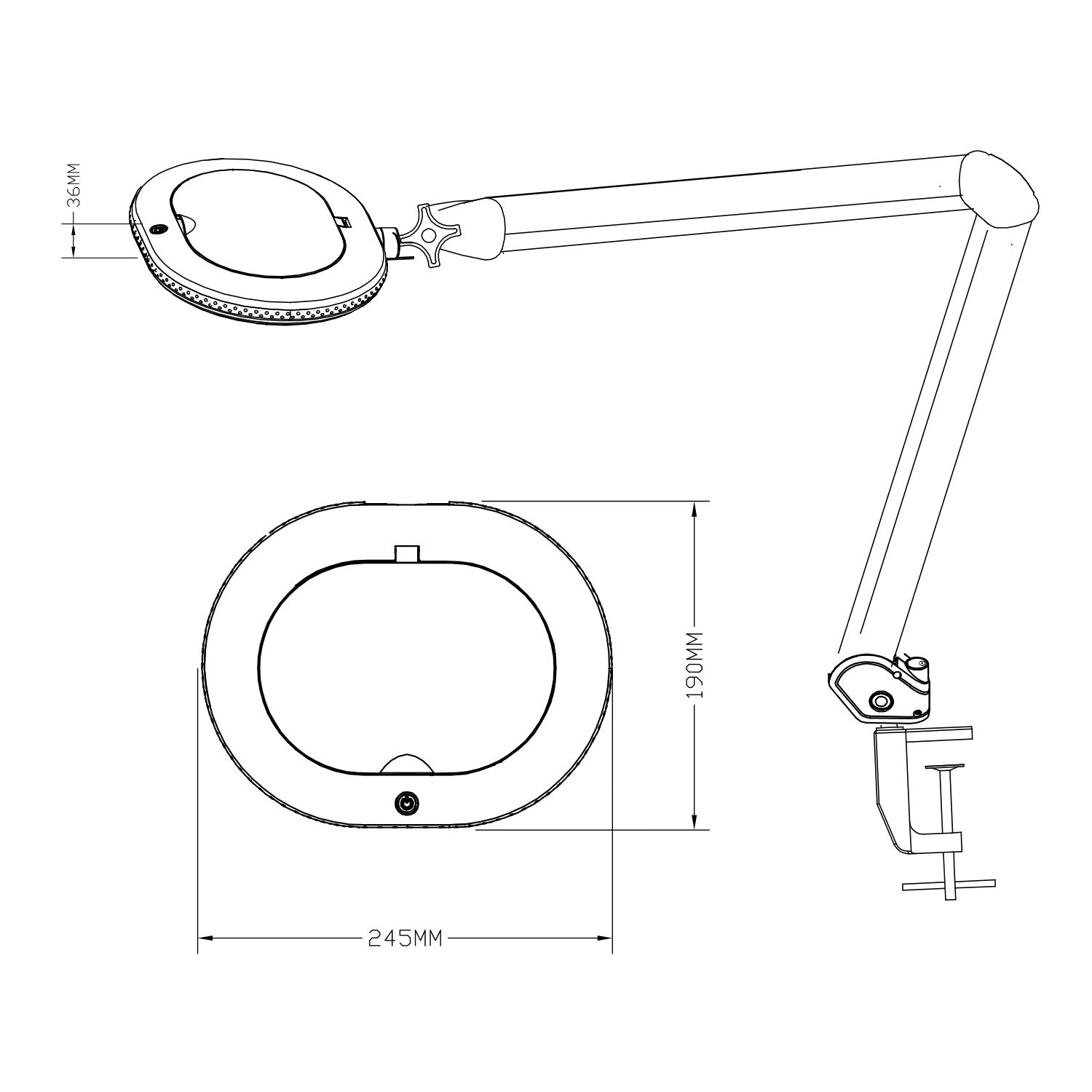 Lumeno Lambda S table magnifying lamp 3 dpt, dimmable